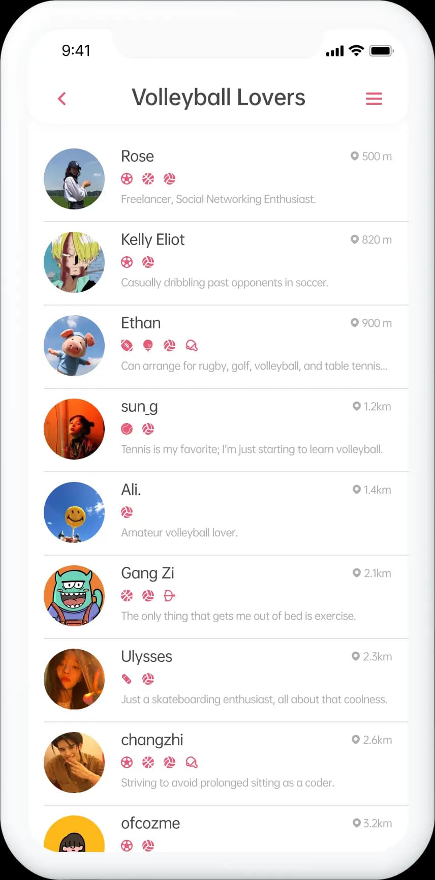 Sportoo app prototype.