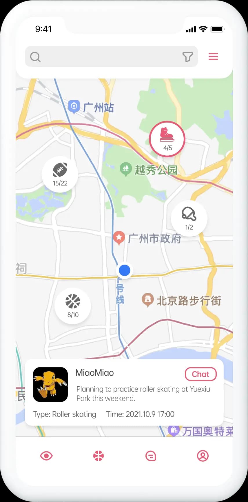 Sportoo app prototype.